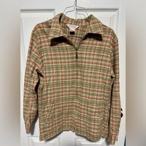 Northern Reflections 100% Cotton Plaid Zip-Up Sweater size large